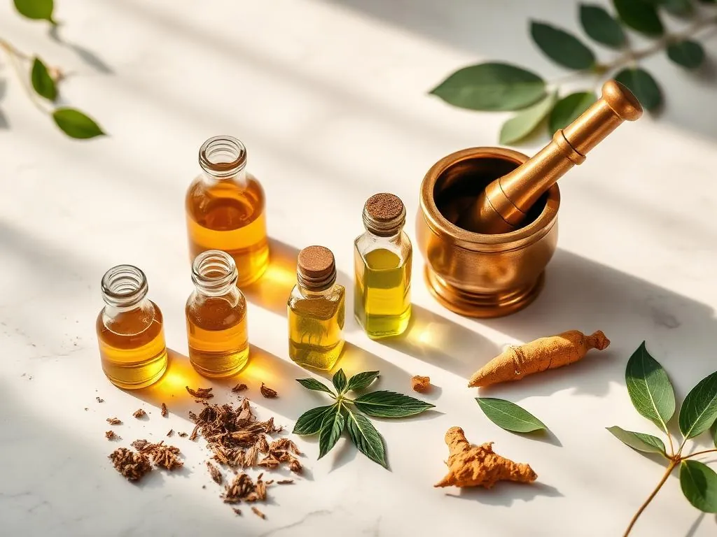 Classical Ayurvedic herbs and formulations stocked at the clinic pharmacy